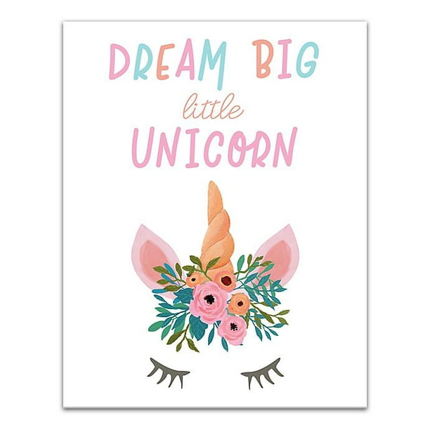 Dream Big Little Unicorn Motivational Canvas Wall Art